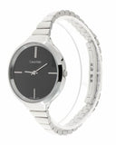 Buy Shop Calvin Klein Lively Black Dial Silver Steel Strap Watch for Women - K4U23121 USA Online