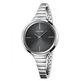 Buy Shop Calvin Klein Lively Black Dial Silver Steel Strap Watch for Women - K4U23121 USA Online