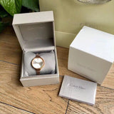 Buy Shop Calvin Klein Lively White Dial Gold Steel Strap Watch for Women - K4U23526 USA Online