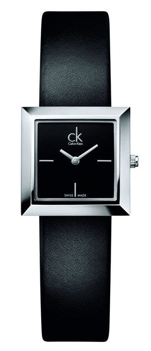 Buy Shop Calvin Klein Mark Black Dial Black Leather Strap Watch for Women - K3R231C1 USA Online