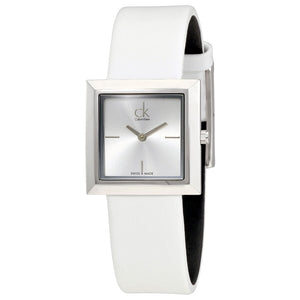 Buy Shop Calvin Klein Mark Silver Dial White Leather Strap Watch for Women - K3R231L6 USA Online