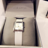 Buy Shop Calvin Klein Mark Silver Dial White Leather Strap Watch for Women - K3R231L6 USA Online
