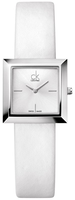 Buy Shop Calvin Klein Mark Silver Dial White Leather Strap Watch for Women - K3R231L6 USA Online