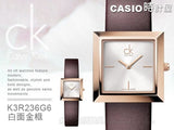 Buy Shop Calvin Klein Mark White Dial Brown Leather Strap Watch for Women - K3R236G6 USA Online