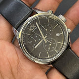 Buy Shop Calvin Klein Masculine Chronograph Black Dial Black Leather Strap Watch for Men - K2H27102 USA Online