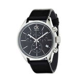 Buy Shop Calvin Klein Masculine Chronograph Black Dial Black Leather Strap Watch for Men - K2H27102 USA Online