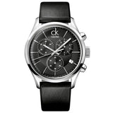 Buy Shop Calvin Klein Masculine Chronograph Black Dial Black Leather Strap Watch for Men - K2H27102 USA Online