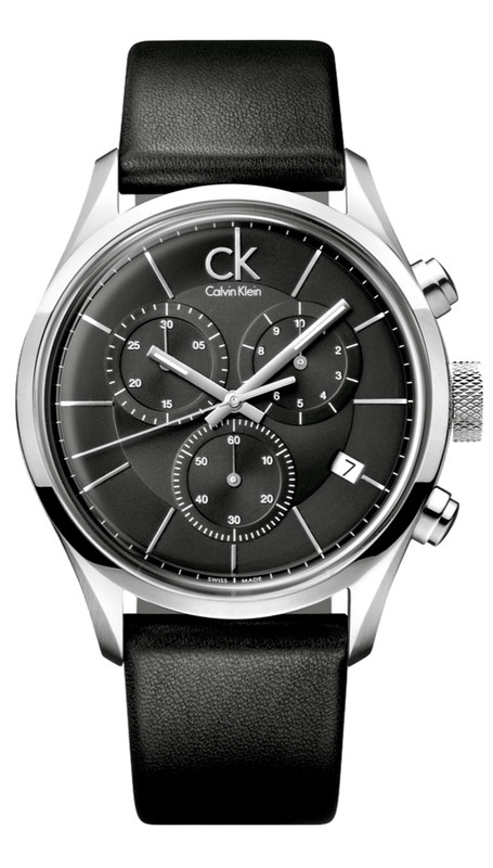 Buy Shop Calvin Klein Masculine Chronograph Black Dial Black Leather Strap Watch for Men - K2H27102 USA Online