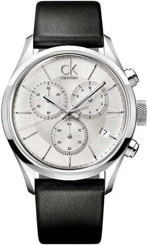 Buy Shop Calvin Klein Masculine Chronograph White Dial Black Leather Strap Watch for Men - K2H27120 USA Online
