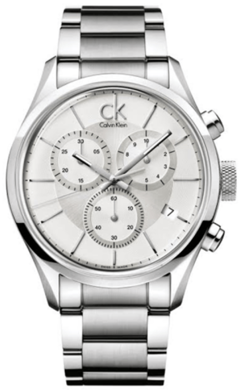 Buy Shop Calvin Klein Masculine Chronograph White Dial Silver Steel Strap Watch for Men - K2H27126 USA Online