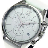 Buy Shop Calvin Klein Masculine Chronograph White Dial White Leather Strap Watch for Men - K2H27101 USA Online