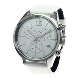 Buy Shop Calvin Klein Masculine Chronograph White Dial White Leather Strap Watch for Men - K2H27101 USA Online