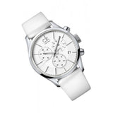 Buy Shop Calvin Klein Masculine Chronograph White Dial White Leather Strap Watch for Men - K2H27101 USA Online