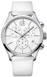 Buy Shop Calvin Klein Masculine Chronograph White Dial White Leather Strap Watch for Men - K2H27101 USA Online
