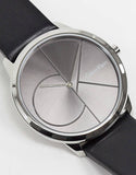 Buy Shop Calvin Klein Minimal Black Dial Black Leather Strap Watch for Men - K3M211C3 USA Online