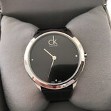 Buy Shop Calvin Klein Minimal Black Dial Black Leather Strap Watch for Men - K3M221CS USA Online