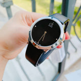 Buy Shop Calvin Klein Minimal Black Dial Black Leather Strap Watch for Men - K3M221CS USA Online