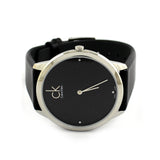 Buy Shop Calvin Klein Minimal Black Dial Black Leather Strap Watch for Men - K3M221CS USA Online