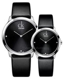 Buy Shop Calvin Klein Minimal Black Dial Black Leather Strap Watch for Men - K3M221CS USA Online