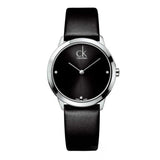 Buy Shop Calvin Klein Minimal Black Dial Black Leather Strap Watch for Men - K3M221CS USA Online