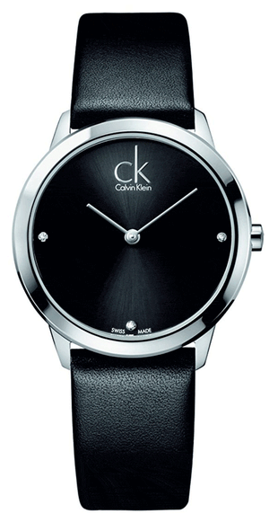 Buy Shop Calvin Klein Minimal Black Dial Black Leather Strap Watch for Men - K3M221CS USA Online