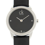 Buy Shop Calvin Klein Minimal Black Dial Black Leather Strap Watch for Women - K3M231CS USA Online