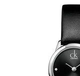 Buy Shop Calvin Klein Minimal Black Dial Black Leather Strap Watch for Women - K3M231CS USA Online