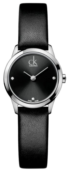 Buy Shop Calvin Klein Minimal Black Dial Black Leather Strap Watch for Women - K3M231CS USA Online