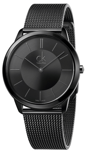 Buy Shop Calvin Klein Minimal Black Dial Black Mesh Bracelet Watch for Men - K3M214B1 USA Online