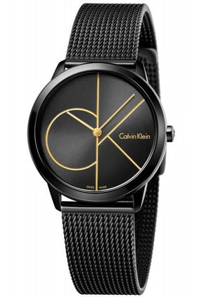 Buy Shop Calvin Klein Minimal Black Dial Black Mesh Bracelet Watch for Men - K3M214X1 USA Online