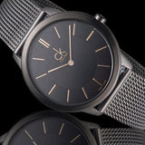 Buy Shop Calvin Klein Minimal Black Dial Black Mesh Bracelet Watch for Men - K3M224B1 USA Online