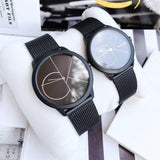 Buy Shop Calvin Klein Minimal Black Dial Black Mesh Bracelet Watch for Men - K3M5145X USA Online