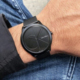 Buy Shop Calvin Klein Minimal Black Dial Black Mesh Bracelet Watch for Men - K3M514B1 USA Online