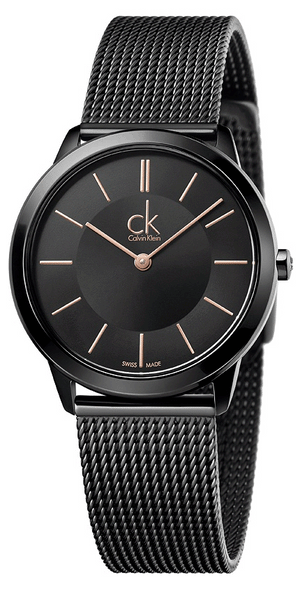 Buy Shop Calvin Klein Minimal Black Dial Black Mesh Bracelet Watch for Women - K3M22421 USA Online