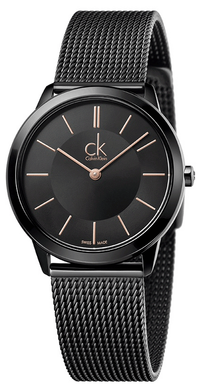 Buy Shop Calvin Klein Minimal Black Dial Black Mesh Bracelet Watch for Women - K3M22421 USA Online