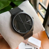 Buy Shop Calvin Klein Minimal Black Dial Black Mesh Bracelet Watch for Women - K3M524B1 USA Online