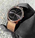 Buy Shop Calvin Klein Minimal Black Dial Rose Gold Mesh Bracelet Watch for Men - K3M21621 USA Online