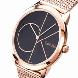Buy Shop Calvin Klein Minimal Black Dial Rose Gold Mesh Bracelet Watch for Men - K3M21621 USA Online