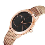 Buy Shop Calvin Klein Minimal Black Dial Rose Gold Mesh Bracelet Watch for Men - K3M21621 USA Online