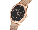 Buy Shop Calvin Klein Minimal Black Dial Rose Gold Mesh Bracelet Watch for Men - K3M21621 USA Online