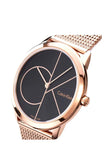 Buy Shop Calvin Klein Minimal Black Dial Rose Gold Mesh Bracelet Watch for Men - K3M21621 USA Online