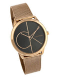 Buy Shop Calvin Klein Minimal Black Dial Rose Gold Mesh Bracelet Watch for Men - K3M21621 USA Online