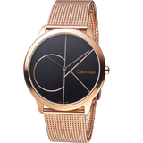 Buy Shop Calvin Klein Minimal Black Dial Rose Gold Mesh Bracelet Watch for Men - K3M21621 USA Online