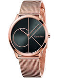 Buy Shop Calvin Klein Minimal Black Dial Rose Gold Mesh Bracelet Watch for Men - K3M21621 USA Online