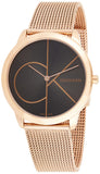 Buy Shop Calvin Klein Minimal Black Dial Rose Gold Mesh Bracelet Watch for Men - K3M21621 USA Online