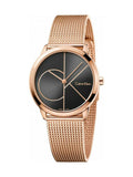 Buy Shop Calvin Klein Minimal Black Dial Rose Gold Mesh Bracelet Watch for Men - K3M21621 USA Online