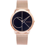 Buy Shop Calvin Klein Minimal Black Dial Rose Gold Mesh Bracelet Watch for Men - K3M21621 USA Online