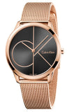 Buy Shop Calvin Klein Minimal Black Dial Rose Gold Mesh Bracelet Watch for Men - K3M21621 USA Online