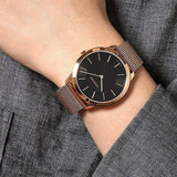 Buy Shop Calvin Klein Minimal Black Dial Rose Gold Mesh Bracelet Watch for Men - K3M2162Y USA Online