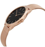 Buy Shop Calvin Klein Minimal Black Dial Rose Gold Mesh Bracelet Watch for Men - K3M2162Y USA Online